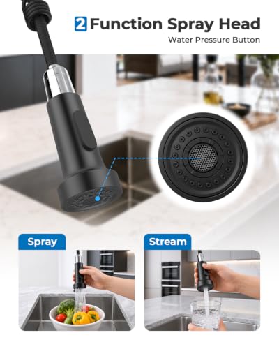 Utility Sink Faucet with Sprayer and Soap Dispenser (Matte Black)
