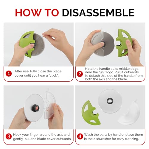 4.3" Palm Grip Pizza Cutter with Blade Cover for Thick Crusts (Green)