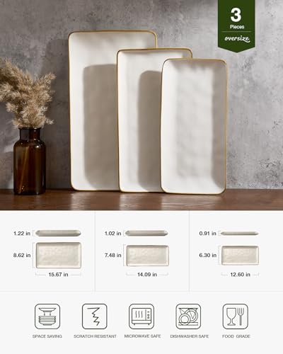 Serving Platters Set of 3 Sizes (Matte White)
