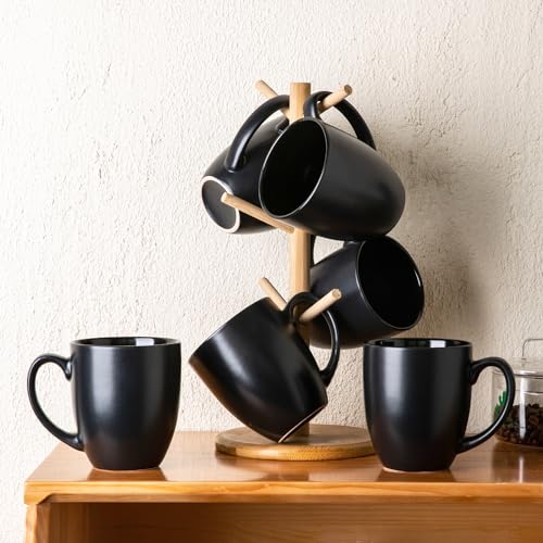16 oz Coffee Mugs Set of 6 (Matte Black)