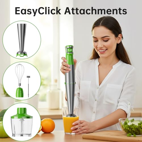 Immersion Blender Handheld Corded Hand Blenders Set 1100W (Apple Green / 5 in 1)