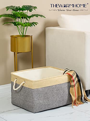 Storage Baskets for Organizing (Gold&Grey / 3PCS/X Large -17.7Lx13.8Wx9.8H)