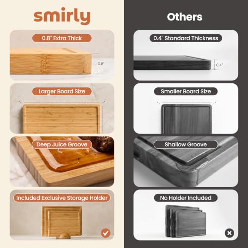 Cutting Boards for Kitchen (Natural Bamboo / 4-Piece)