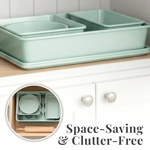 8 Piece Stackable Bakeware Set (Sage)