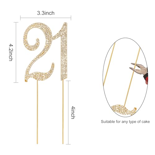 Cake Topper Gold Rhinestone Cake Topper 21st Birthday Decorations (21)