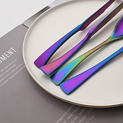 Luxury 18 10 Stainless Steel Matte Rainbow Colorful Flatware Set (1 / Rainbow)