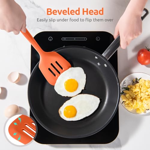 Silicone Turner Slotted Spatula (Orange / 13.6")