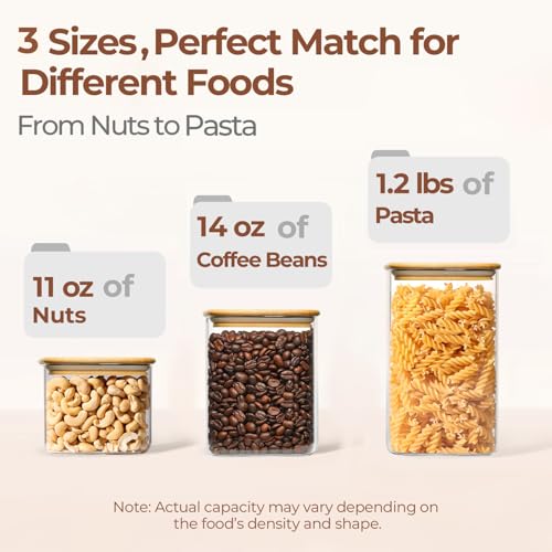 Glass Pantry Storage Containers (0.7 qt x 2 + 1.2 qt x 2 + 1.6 qt x 2)