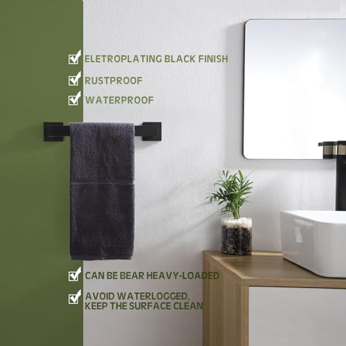 12 Inch Single Towel Bar (Matte Black / 12-Inch (2 Pack))