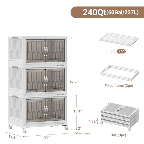 240Qt Stackable Storage Bins with Lid (3 Count)