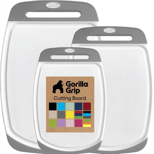 BPA Free Reversible Kitchen Cutting Board (Gray/White / Large (Pack of 3))