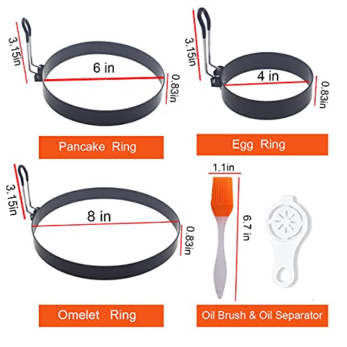 Stainless Steel Egg Cooker Set (Black 3 pcs of 8" 6" 4“ with accessories)