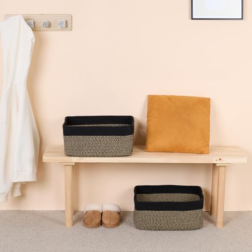 Large Storage Baskets for Shelves (2pcs-L17×W13×H7.5" / Woven Brown)