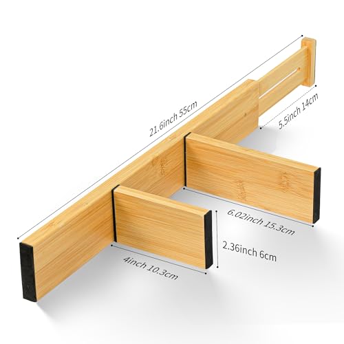 Adjustable Bamboo Drawer Dividers with Inserts (Large)