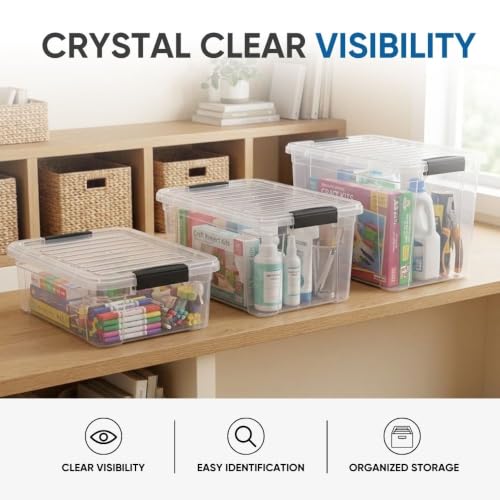 21 Quart Clear Plastic Storage Boxes with Lids (21 Quart)