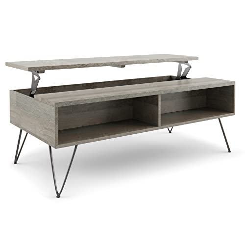 Lockhart 30" Wide Solid Mango Wood Drum Coffee Table in Natural (Lift Top Coffee Table / 48 inch / Grey)