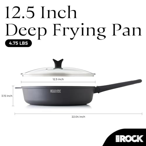 SOHO 12.5 Inch Nonstick Deep Frying Pan Skillet with Glass Lid (Granite Black / 12.5 Inch)