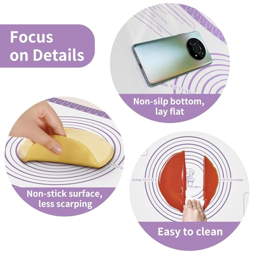 Non Stick Silicone Pastry Mat for Dough Rolling (Purple / 28"L x 20"W)
