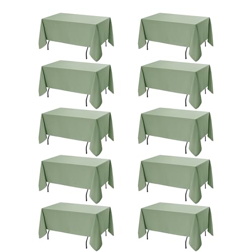 10 Pack Sage Green Tablecloths for Rectangle Tables (Sage Green / 70x120 In, 10 Pack)