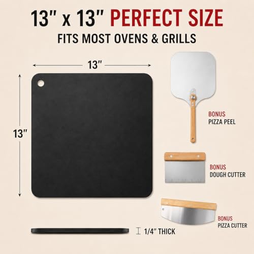 13"x13" Square Pizza Stone Baking Steel for Oven and BBQ Grill