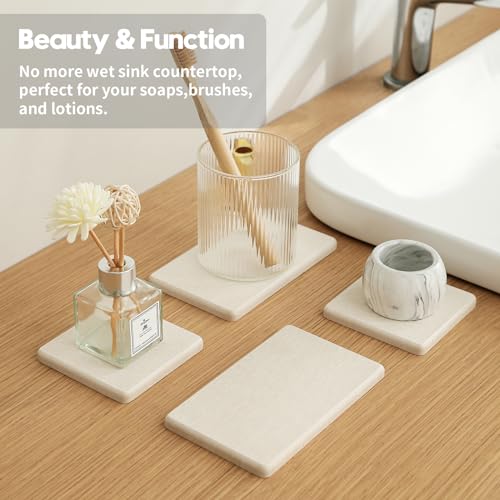 4PCS Bathroom Sink Vanity Trays (4 Pack - Pearl Gray / 9" X 3.5")