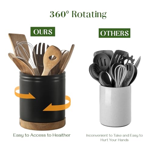 7.6" 360° Rotating Utensil Holder (Matte Black / 7.6 Inch)