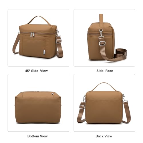 NOL Insulated Lunch Bags for Women Cooler Bag Lightweight Nylon Waterproof Lunch Box for Work Brown Small 4L