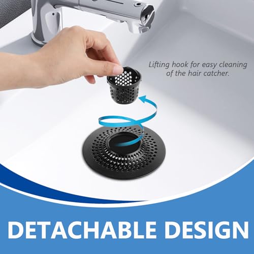 Drain Hair Catcher Tub Drain Protector (Black)