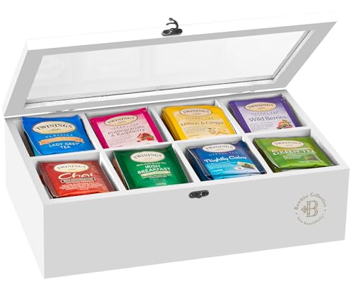 Tea Bag Organizer with Drawer (White)