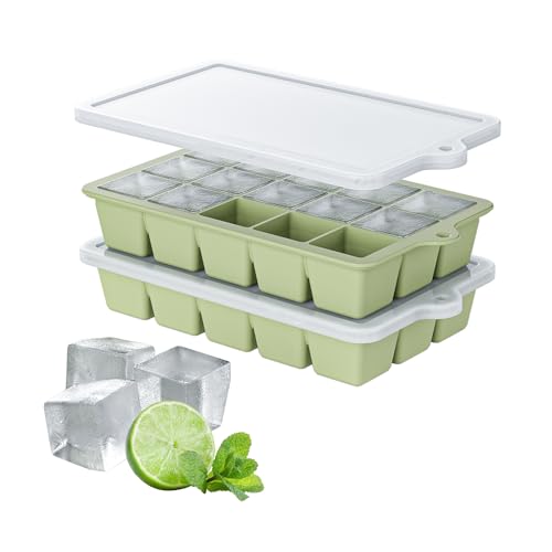 Silicone Ice Cube Tray 2 Pack (Ice Cube Tray 2 Pack / Green+Green)