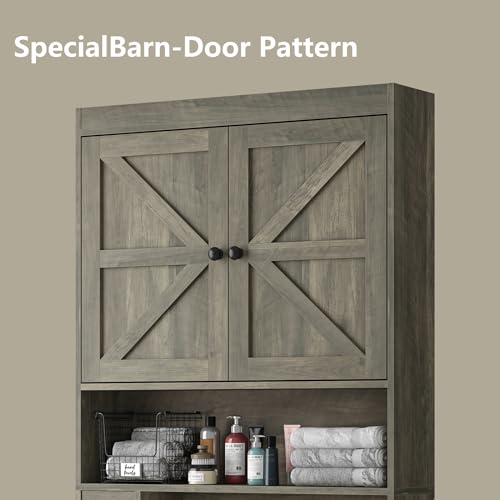 32.3''W Over The Toilet Storage Cabinet with Barn Doors (Grey / Barn Doors Over Toilet Cabinet)