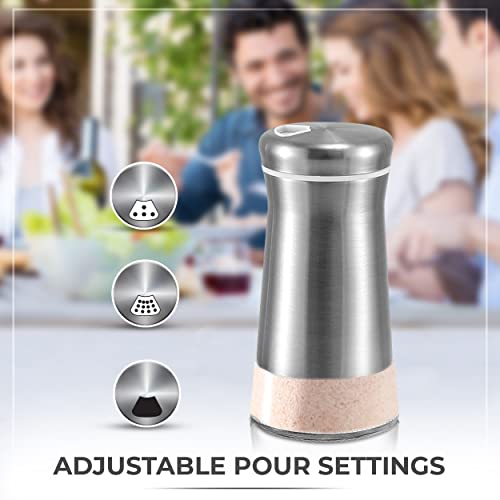Salt Shaker or Pepper Shaker with Adjustable Pour Holes (White Shaker)