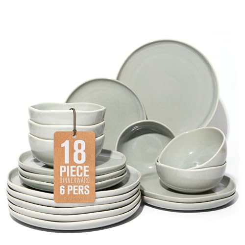 Dinnerware Sets for Family of 6 (Dusty Green / Set (18pcs))