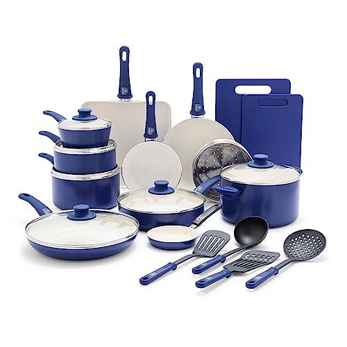Soft Grip 23 Piece Kitchen Cookware Pots and Frying Saucepans Set (23 Piece Cookware Set / Blue)