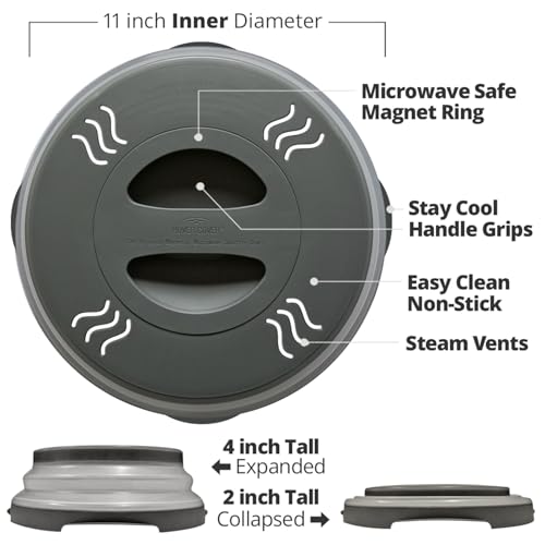 Magnetic Microwave Splatter Cover 12" Collapsible (Gray)