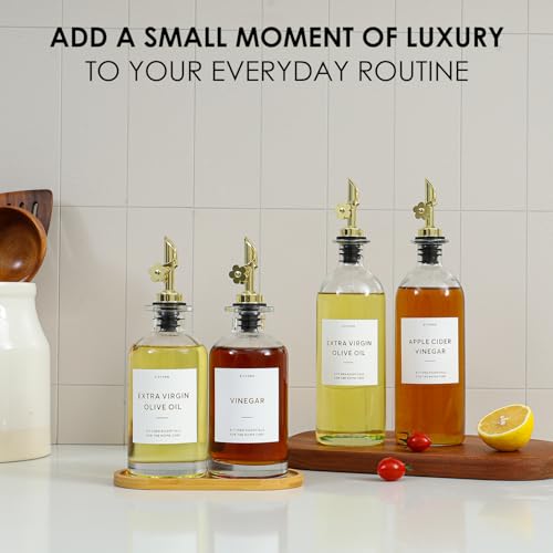Olive Oil Dispenser for Kitchen (Transparent+Tray / 16 fl oz)
