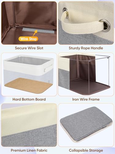 2 Pack Fabric Closet Storage Bins for Shelves (Grey / 2PCS/X-Large-17x13x10.5)
