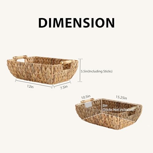Water Hyacinth Storage Baskets with Wooden Handles