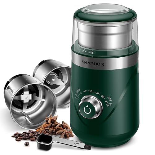 Electric Super Silent Blade Coffee Grinder (Green / 2 Bowl)