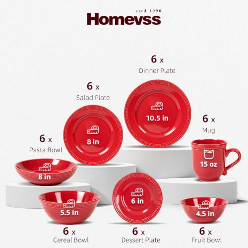 HomeVSS 42 Piece Pearl Dots Stoneware Dinnerware Set