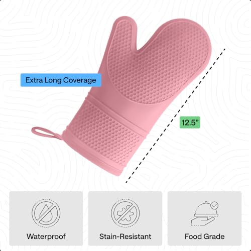 Silicone Oven Mitts (Pink / 12.5" Oven Mitts)
