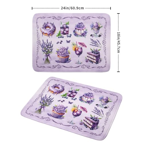 Purple Coffee Matt for Counter Sweet Dish Drying Mats for Dessert Lover Large Size Absorbent 18 X 24 In (Dreamy Dessert Purple / 24" x 18")