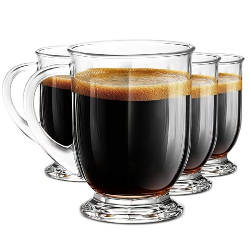 Clear Glass Coffee Mugs Set of 4 (Clear Striped)
