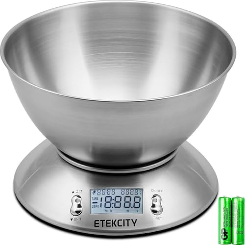 Food Scale with Bowl (Stainless Steel-Silver / 11lb / 11lb)