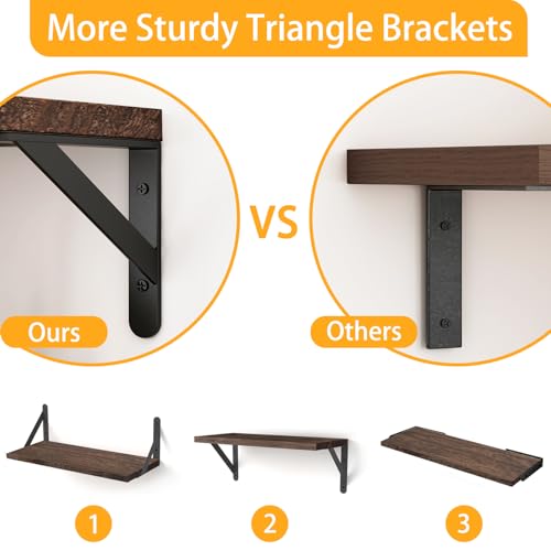 16.5in Floating Shelves for Wall Home Decor (Brown / 16.5 x 6.1 x 0.59 inches)