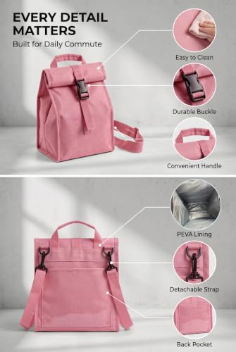 Insulated Foldable Lunch Bag (Pink(Hard Fabric))