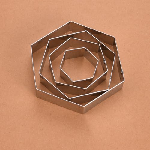 Regular Hexagon Cookie Cutter Set Large Stainless Steel Honeycomb Geometric Frame Plaque Cookie Cutters Shapes Molds 1 Inch Depth (Regular Hexagon)