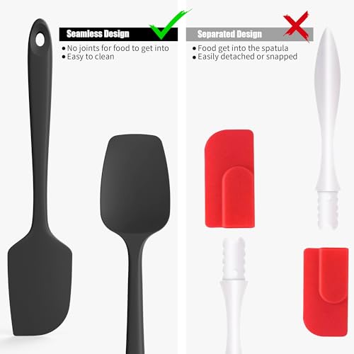 600°F Heat Resistant Silicone Spatula Spoonula (Flat & Spoon Spatulas / Black)
