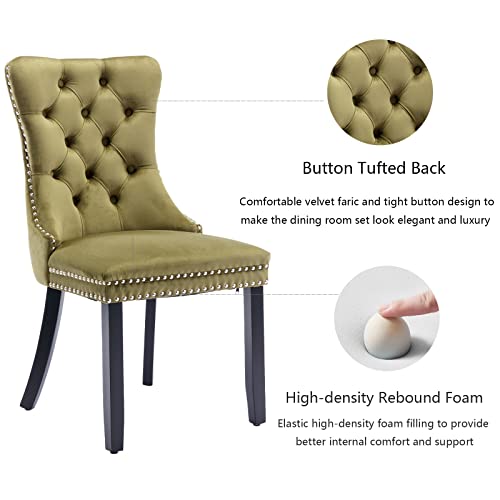 Olive Green Velvet Dining Chairs Set of 2 (Olive Green)