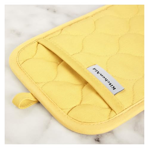 Quilted Cotton Terry Cloth Oven Mitt (Butter Yellow)